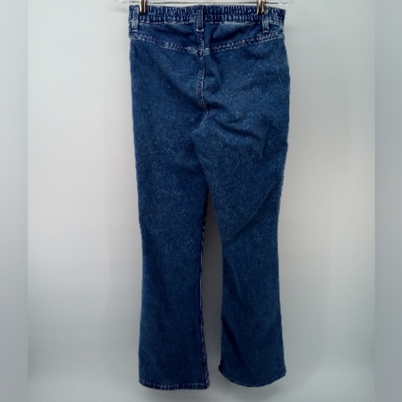 aerie 2022 Cotton Blend Elastic Waist Blue Denim Bootcut Jeans S - Picture 4 of 10